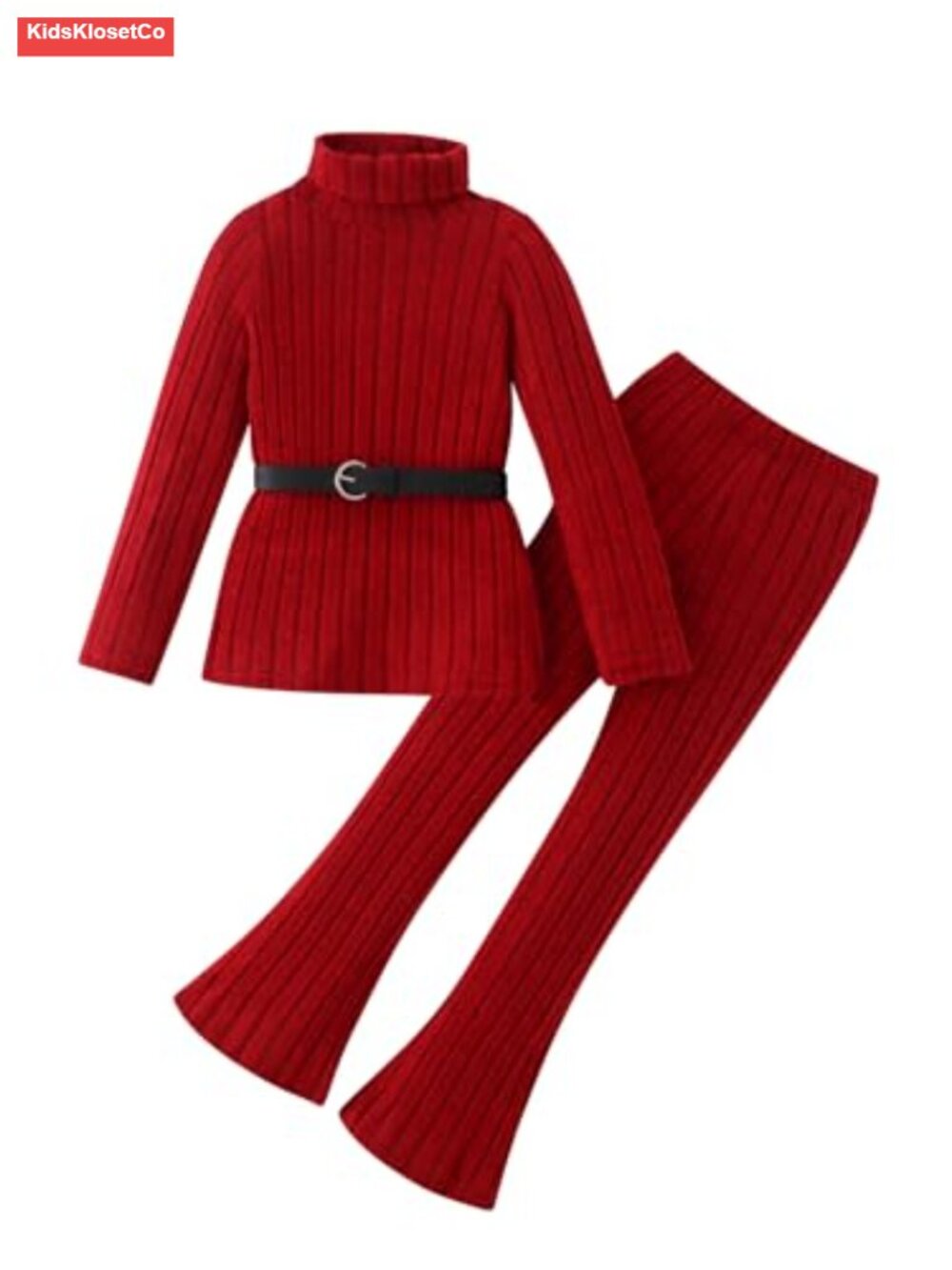Girls Fall Winter Turtleneck Tops and Flared Pants Set 2 Piece Outfit